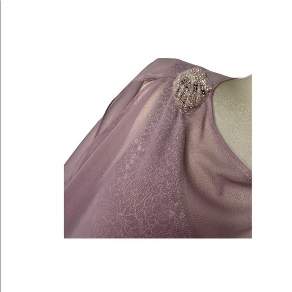 Formal Sequined Lace Dress & Shawl Jackie Jon Elegant Rose Formal Dress Size 8 - Picture 7 of 15